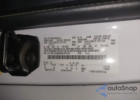 2016 Ford F-150 Xl from USA, damaged, VIN 1FTMF1C88GKE79127